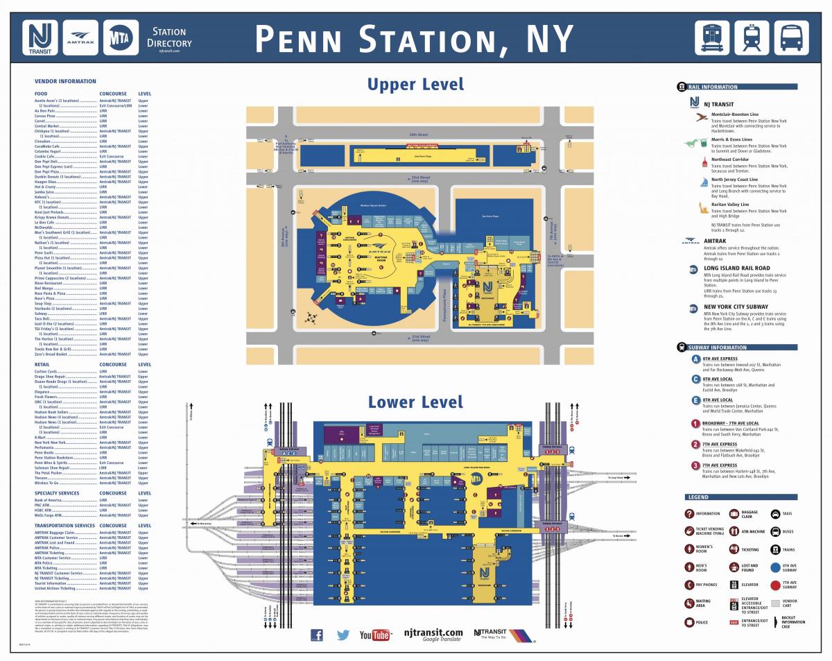 Penn station på Manhattan, kort