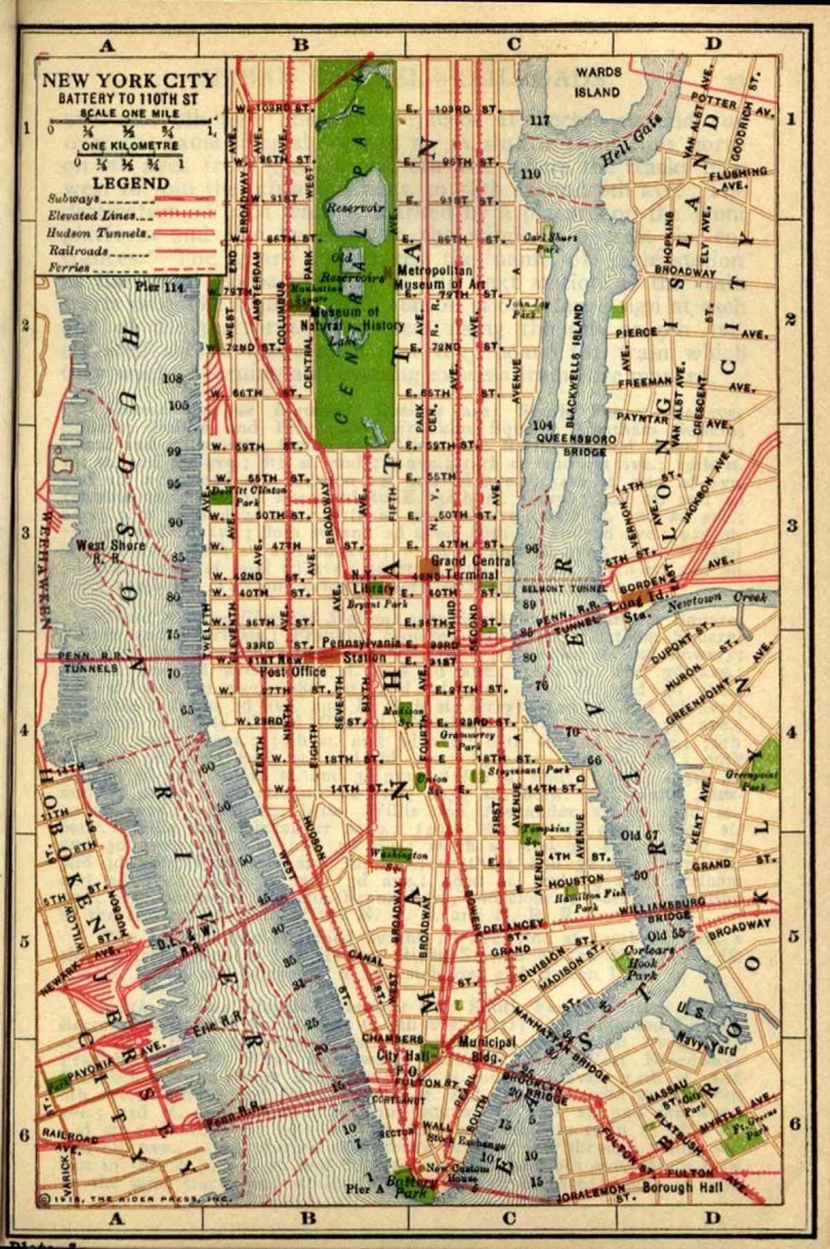 kort over gamle Manhattan