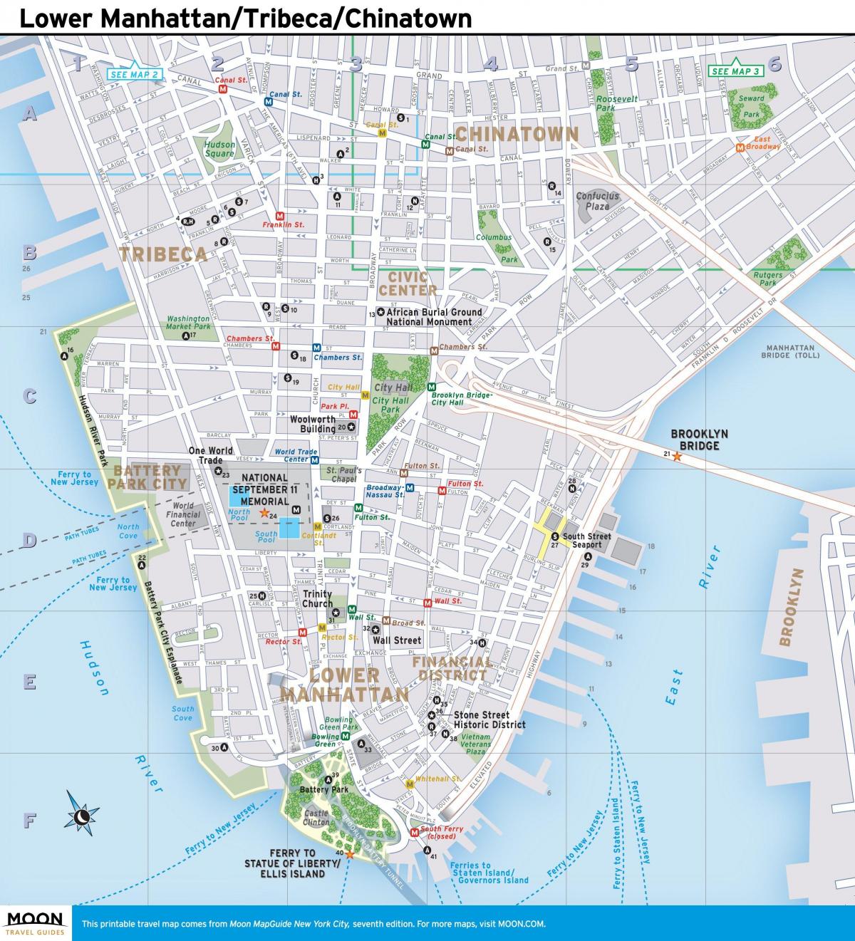 kort over lower Manhattan ny