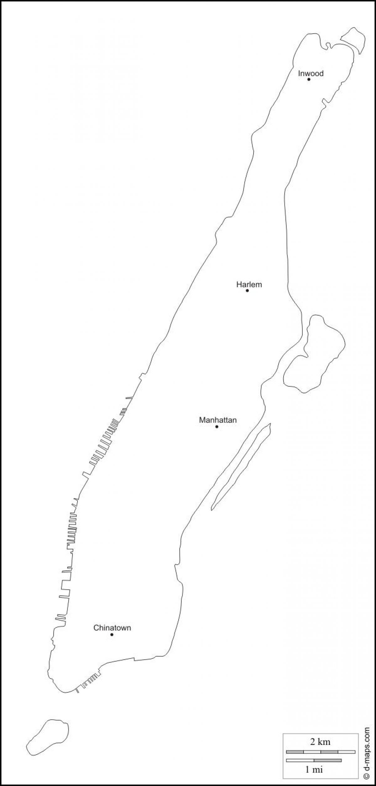 blank kort over Manhattan