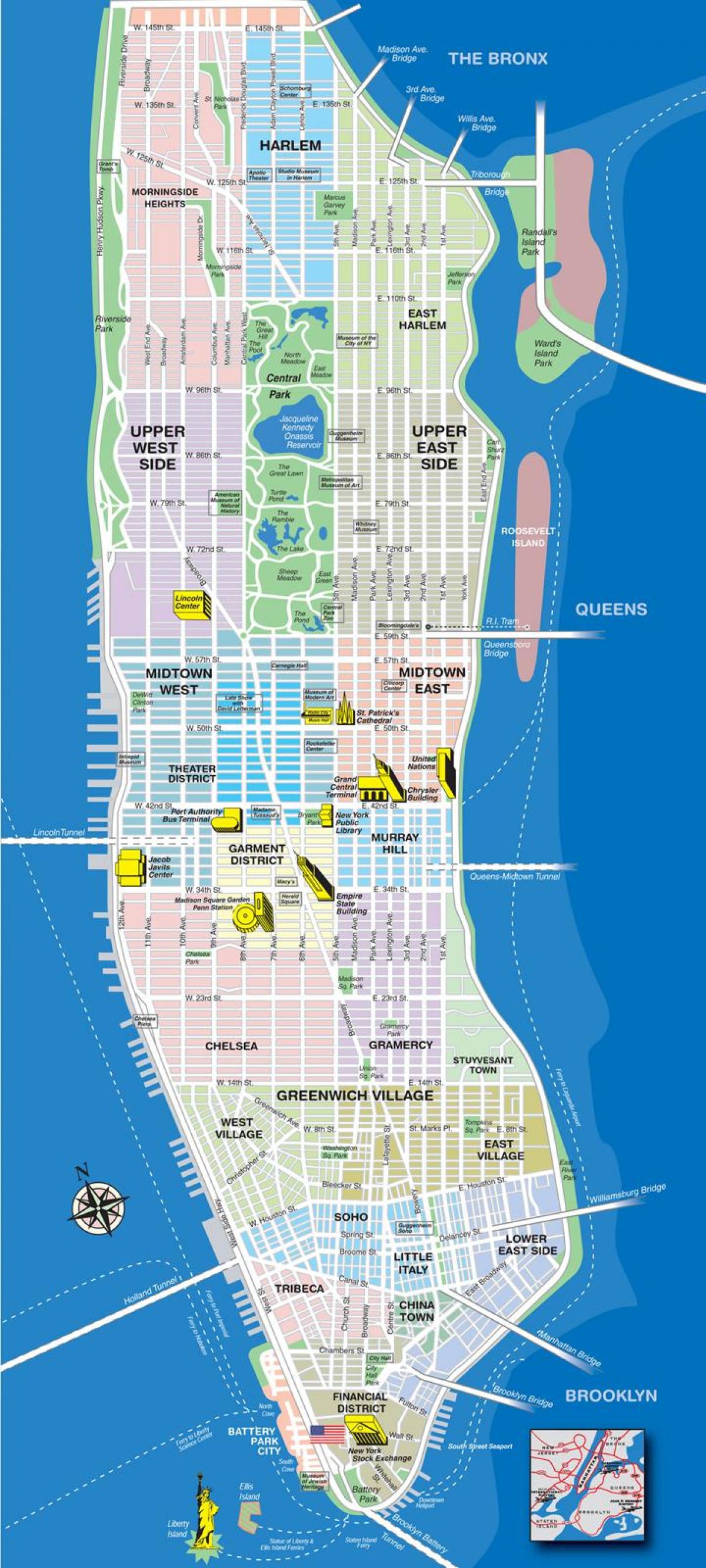kort over veje i Manhattan