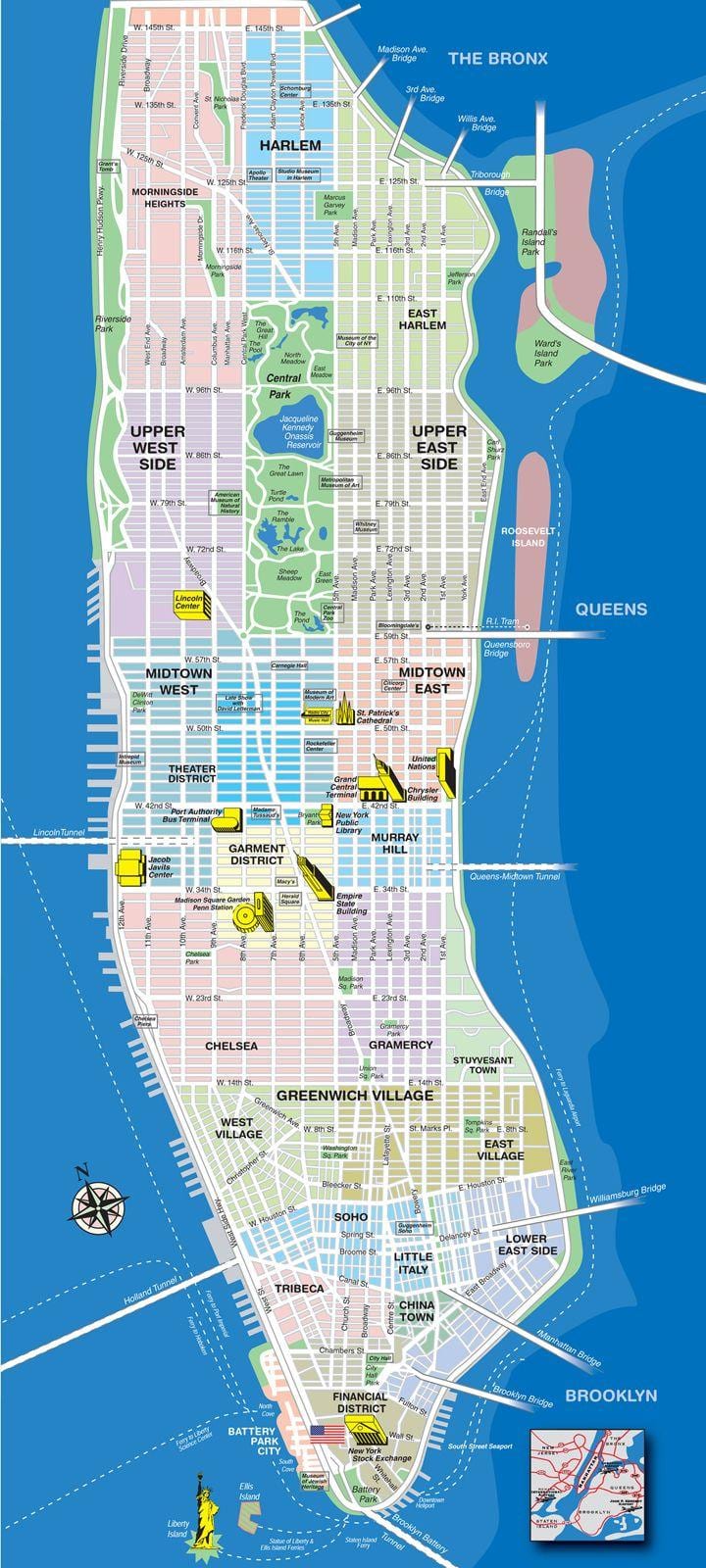 kort over Manhattan island