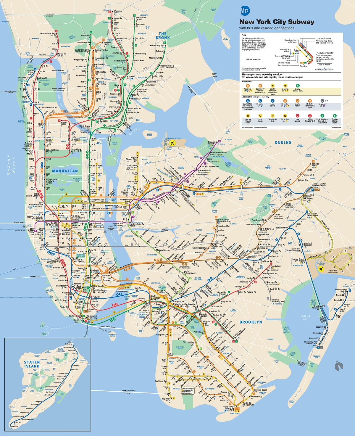metro kort Manhattan, New York