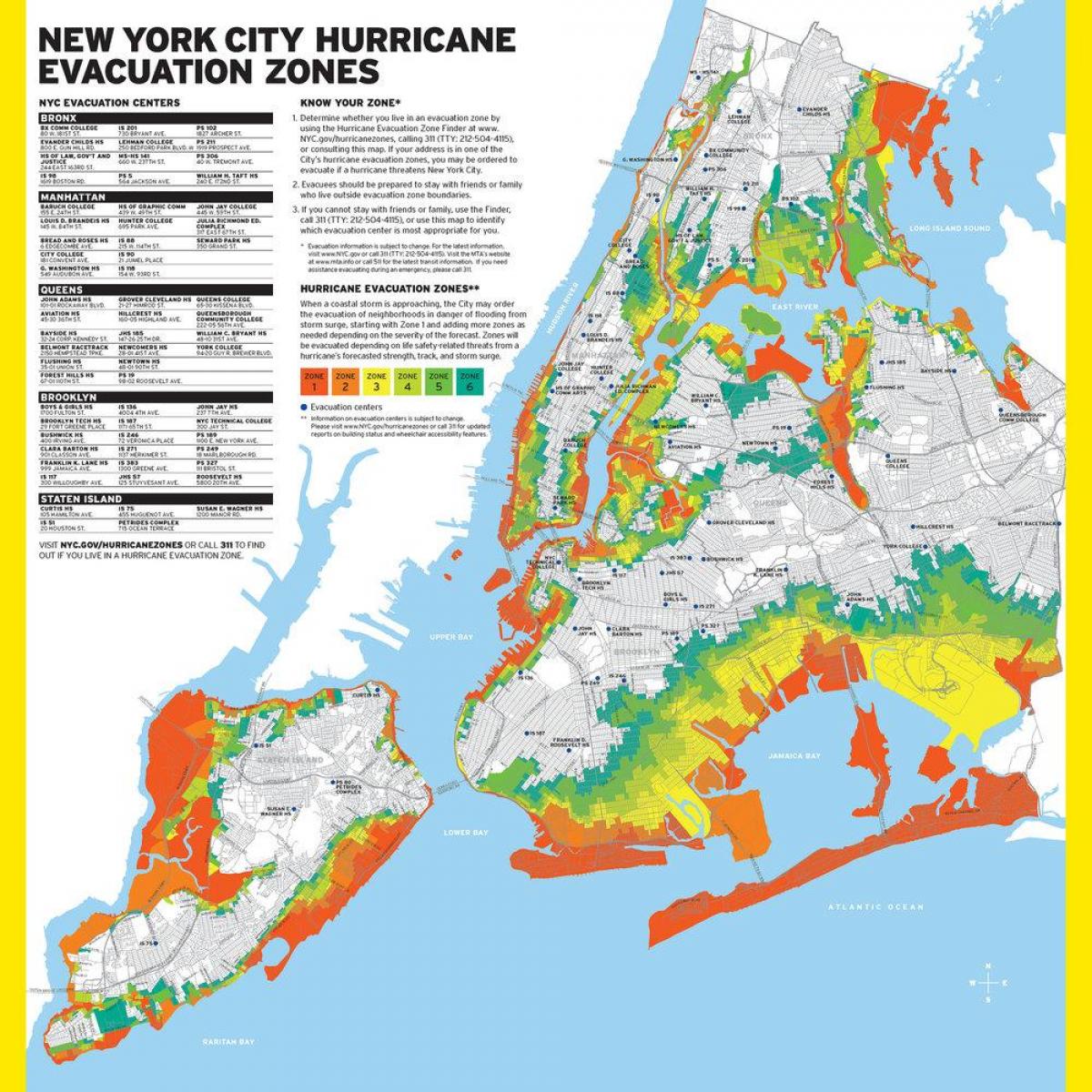 Manhattan oversvømmelse zone kort