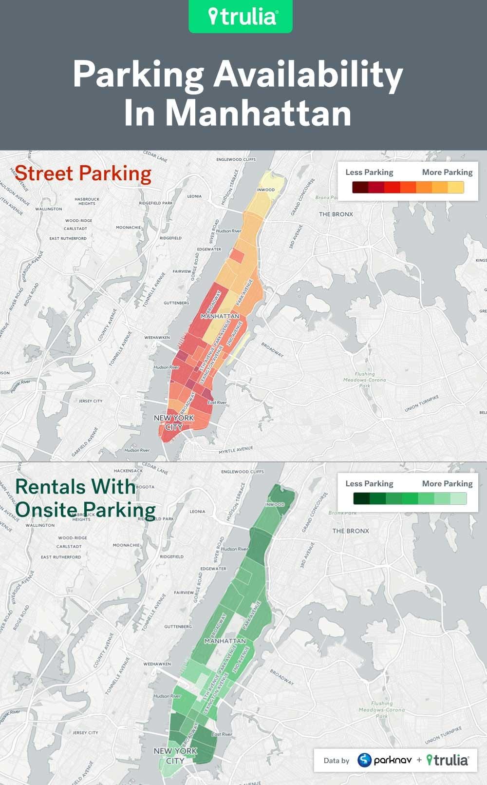 NYC parkering på gaden kort Manhattan