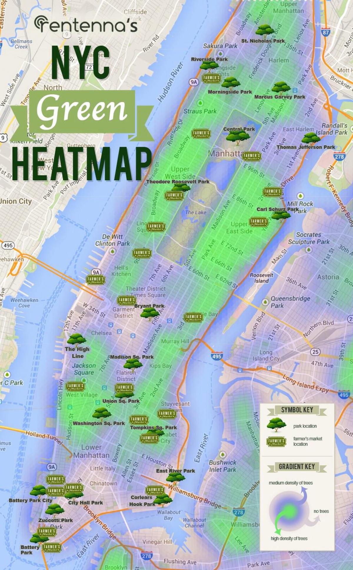 kort over Manhattan parks