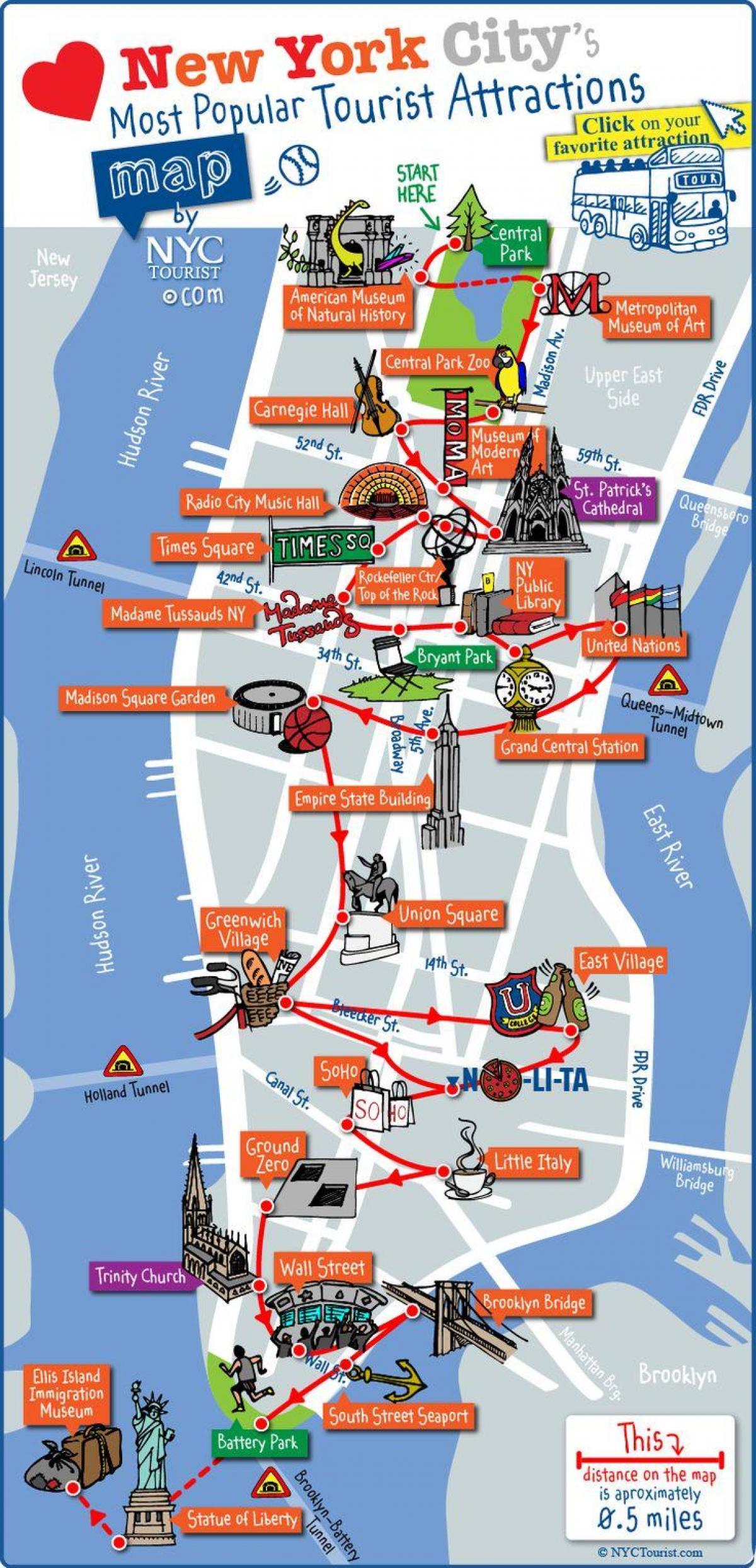 midtown Manhattan-seværdigheder kort