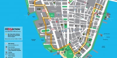 Nedre Manhattan walking tour kort