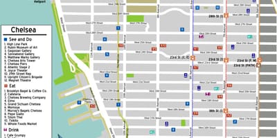 Kort over Chelsea på Manhattan
