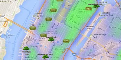 Kort over Manhattan parks
