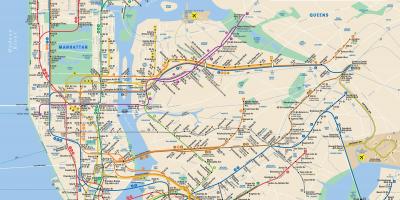 Manhattan street kort med metrostationer