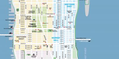 Gratis printable kort af Manhattan NYC